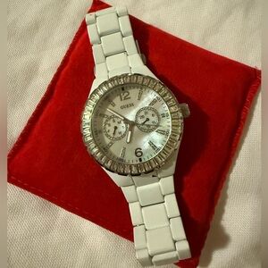 Guess White and Silver Chronograph Watch